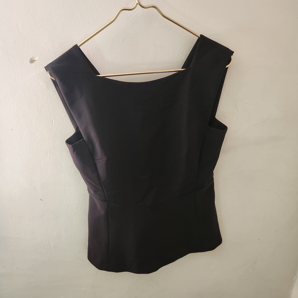 Mango MNG Premium Black Sleeveless‎ V-Back Peplum Top Size XS